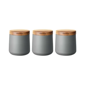 SET OF 3 GREY STORAGE CANISTERS - image 1
